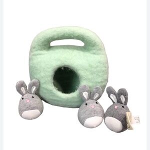 Lovevery Plush Bunny Learning Toy Set - Mint and Gray